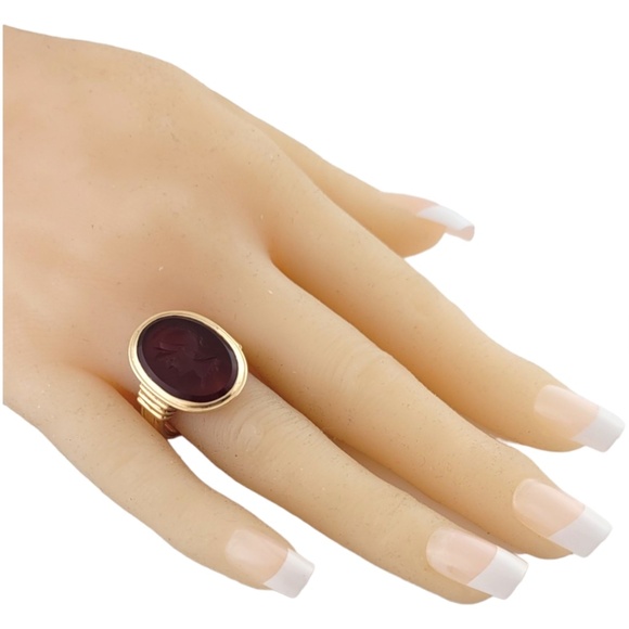 10K Yellow Gold Carnelian Roman Soldier Head Ring Size 7.5 #16181 - Picture 8 of 8